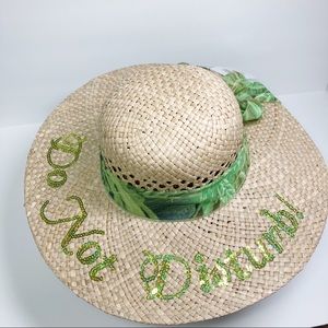 Enjoy Life Sequin Do Not Disturb Straw Hat UPF NEW